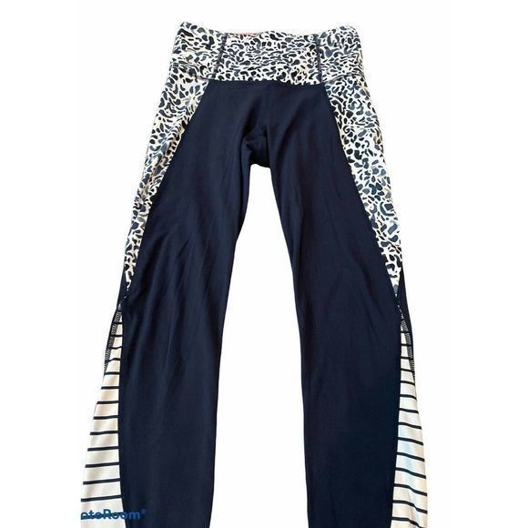 Athleta Petal Salutation 7/8 Ankle Legging XXS Navy Blue White Tight Fit Pant - Picture 2 of 5